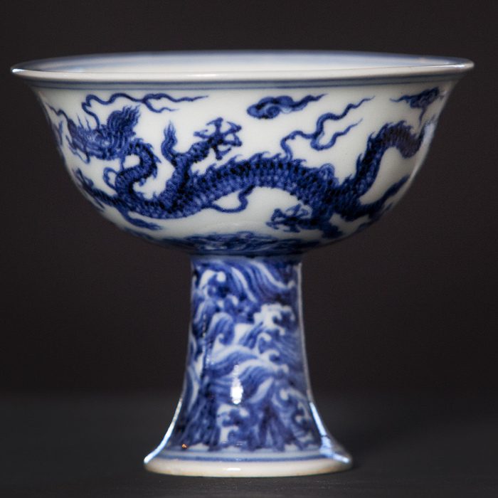 FILE PICTURE - A 600-year-old china cup valued in excess of £4 million is set to go up for sale at a special auction by Lyon & Turnbull. The Ming stem cup, dates back to around 1425, is the star lot of a specially curated sale of Chinese works of art in Hong Kong on May 31. Feb 10 2016. A rare Chinese cup that was kept in an unlocked university cupboard for 30 years after being dismissed as a "dusty old pot" is set to fetch a staggering £4 MILLION at auction. See NTI story NTICUP. The four-inch tall vessel was put into storage and forgotten about at Staffordshire University after being donated during the Second World War. But during a clear-out last year staff noticed the cup in an unlocked corridor on the campus and decided to investigate further. And boffins were left stunned when it turned out blue and white Stem Cup which is thought to have been made for an emperor during the Ming dynasty in 1425. It was part of a collection of more than 270 pieces which was donated to Staffordshire University during World War Two by London pharmacist Ernest Thornhill.